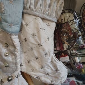 Elegant Silver and White Holiday Stocking